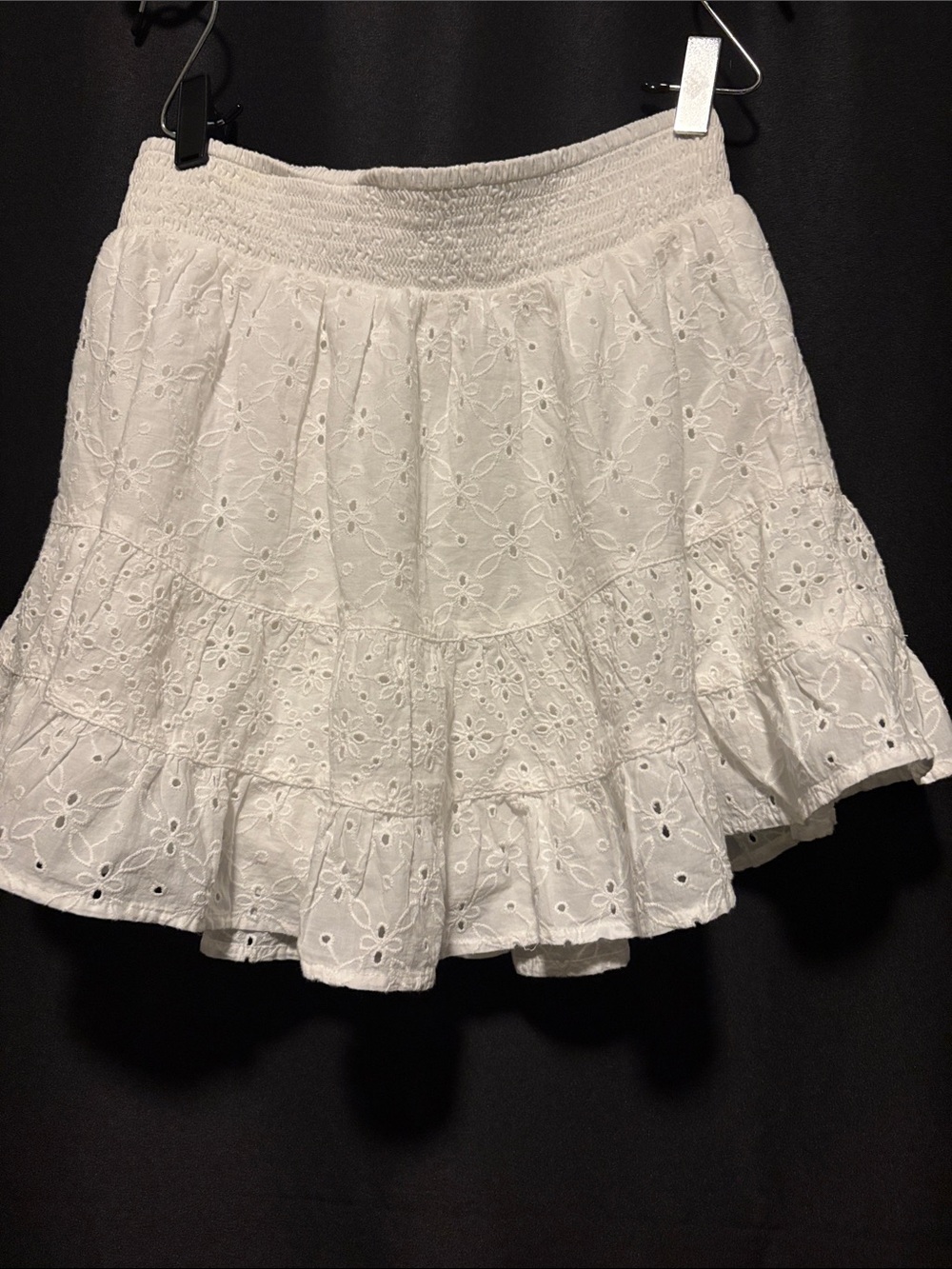 American Eagle Outfitters White Eyelet Ruffle Skater Skirt